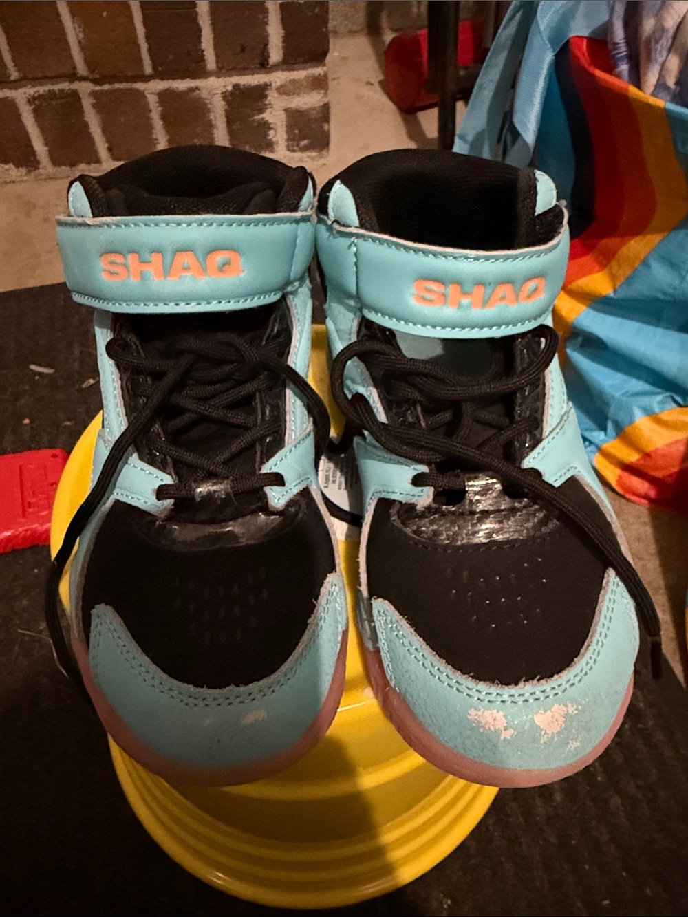 Kids High-Top Sneakers by SHAQ in Light Blue and Black